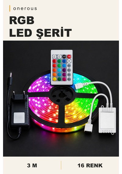 Onerous 3 M Rgb Led Led Işık, 16 Renk Çok Renkli