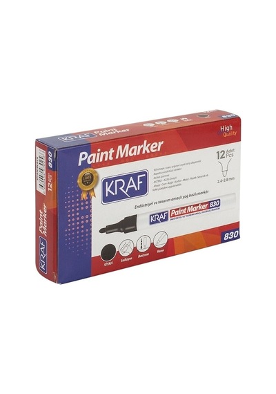 Kraf 830 Paint Markör Siyah 12'Li