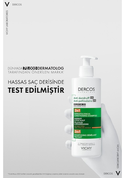 Vichy Dercos 2'si 1 Arada Kepek Karşıtı ve Nemlendirici Şampuan 390 ML