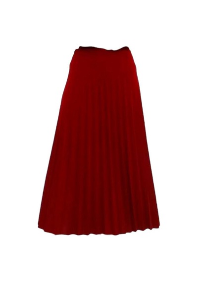 Eren Style Pileli Pamuklu Dokuma Viskon Kışlık Etek 95 Cm - 38-48 Bordo