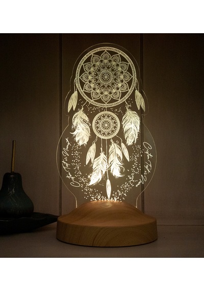 Kişiye Özel Dreamcatcher Düş Kapanı Gece Lambası, Rüya Kapanı ile Çakra Odası Dekoru, Kişiselleştirilmiş Başucu Led Lamba, En İyi Hediye