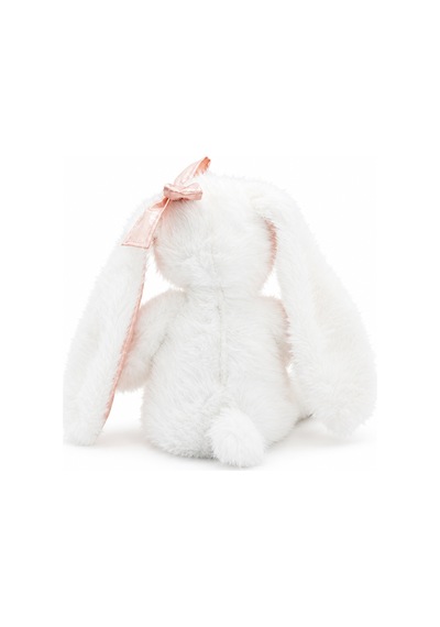 Pembe Fiyonklu Beyaz Peluş Tavşan 35 Cm Çok Renkli