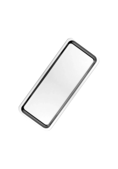 2 Adet Gümüş Dar Dikdörtgen Metal Sunum Tepsisi 33x13 Cm Paslanmaz Çelik Düz Çay Kahve Tatlı Servis Tepsisi Seti Gümüş
