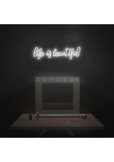 Life Is Beautiful Yazılı Neon Tabela Beyaz