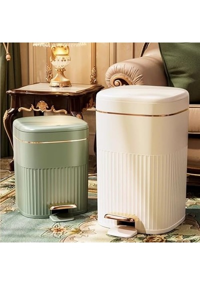Tr 8/10/15 Litre Çöp Kovası, Darbe Emici Kapaklı, Retro Plastik, Basamak Açma, Oturma Odası, Yatak Odası, Banyo İ Genel