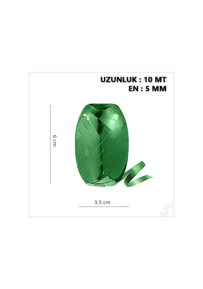 Rafya, 5 Mm X 10 Mt - Metalik Yeşil