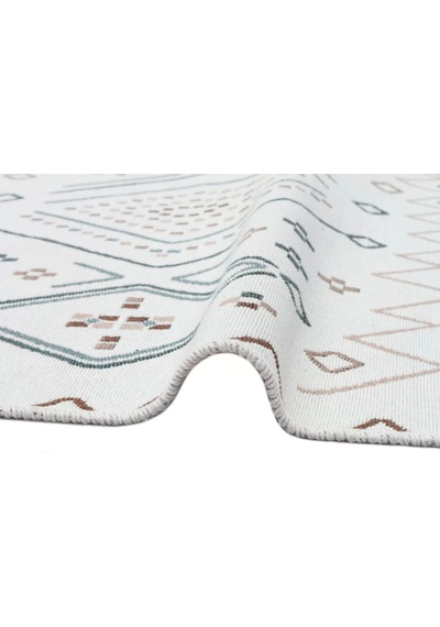 Arya Ar 05 Beige Blue %100 Geri Dönüşümlü Pamuktan Çift Taraflı Yıkanabilir Modern Dekoratif Kilim