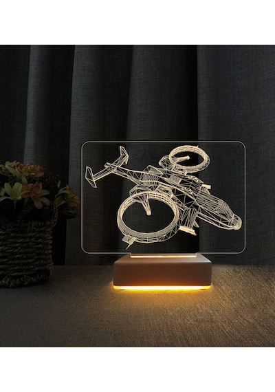 Helikopter Tasarımlı 3d Led Masa Lambası Doğum Günü Hediyesi Lamba