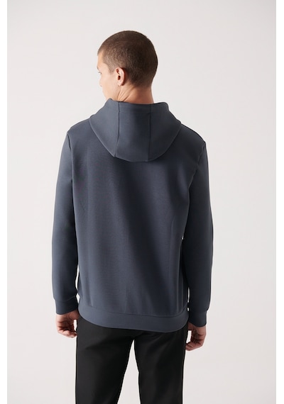 Avva Erkek Antrasit Sweatshirt Kapüşonlu Esnek Yumuşak Doku İnterlok Kumaş Standart Fit Normal Kesim B001101 Antrasit