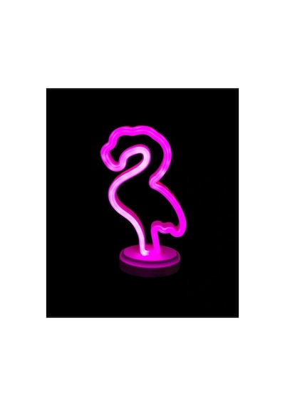 Neon Işıklı Flamingo Yazılı Masa Gece Lambası Pembe