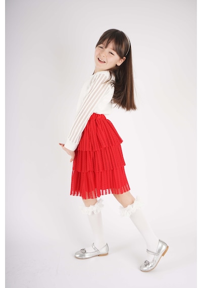 Miniko Kids 23 Nisan 29 Ekim Konsept Kol Tül Detaylı Tütü Etekli Takım Kırmızı Miniko Kids 23 Nisan 29 Ekim Konsept Kol Tül Detaylı Tütü Etekli Takım Kırmızı