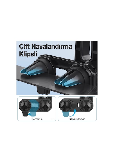 Bix Bxch6 Çift Havalandırma Klipsli 360 Araç İçi Telefon Tutucu