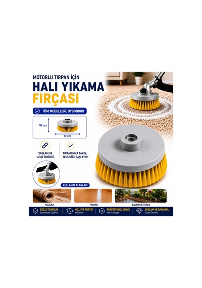 Motorlu Tırpan Halı Yıkama Fırçası Tüm Modellere Uygundur
