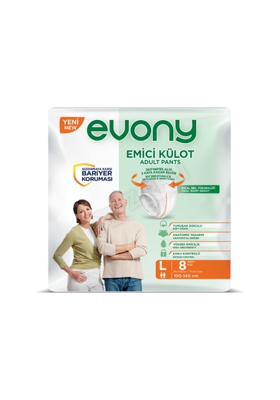 Evony Emici Külot Unisex L Boy 8'li Diğer