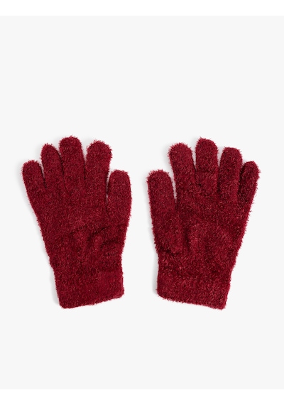 Koton Peluş Eldiven Yumuşak Dokulu Bordo 6wak50029aa Bordo