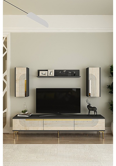 Tvr1803atg Meyra Tv Ünitesi Takımı Antrasit-traverten-gold 180cm Antrasit - Traverten - Altın Tvr1803atg Meyra Tv Ünitesi Takımı Antrasit-traverten-gold 180cm Antrasit - Traverten - Altın
