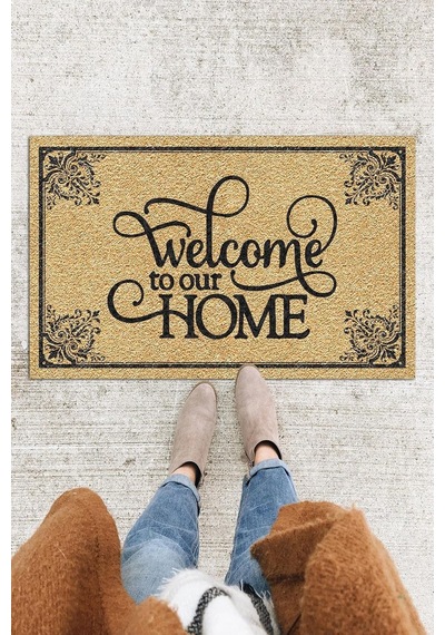 Tr Welcome Home Kapı Önü Paspası Dekoratif Kapı Paspası Dış Mekân Paspas Ev İçi Paspası 45x70cm Genel