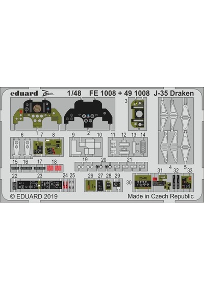 Eduard Fe1008 1/48 Ölçek, J-35 Draken 1/48 Ölçek, For Hasegawa