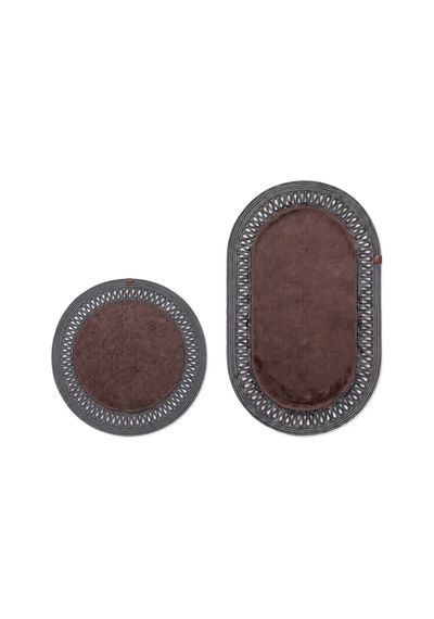Banyo Paspası Takımı 60x100+60x60 Cm İç Trikot Mouss Kahve & Antrasit Gri
