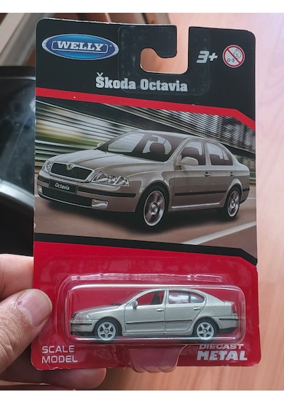 Welly 1:64 Ölçek Metal Skoda Octavia Gri