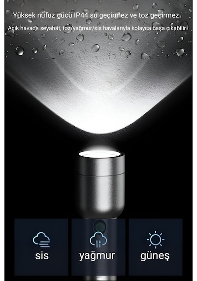 Philips SFL1236 3W 300 Lümen Şarj Edilebilir LED El Feneri Siyah | Ultra Hafif, 3 Işık Modlu (200MT Menzil, IP44 Su Geçirmez) (Ramwhite Garantili) Siyah