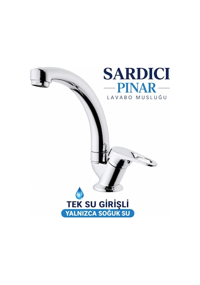 Sardıcı Pınar Krom Lavabo Musluğu Tek Su Girişli Yalnızca Soğuk Su Tam Takım