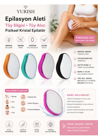 Epilasyon Aleti Tüy Silgisi Tüy Alıcı Fiziksel Kristal Epilatör