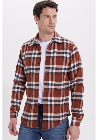 Tudors Erkek Slim Fit Dar Kesim Kareli Kışlık Oduncu Gömlek-42225 Kahverengi Tudors Erkek Slim Fit Dar Kesim Kareli Kışlık Oduncu Gömlek-42225 Kahverengi