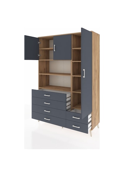 Hyperion Dolap 9 Raflı 6 Çekmeceli 3 Kapaklı 132x44x195 Çam-antrasit/antrasit Antrasıt/antrasıt Hyperion Dolap 9 Raflı 6 Çekmeceli 3 Kapaklı 132x44x195 Çam-antrasit/antrasit Antrasıt/antrasıt