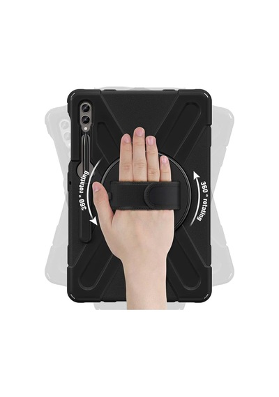 Samsung Galaxy Tab S9 Fe Plus İle Uyumlu Kılıf El Tutamaçlı Standlı Full 360 Koruma Z-defender Rugged Tablet Kılıf Siyah Belirtilmemiş
