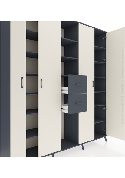 Hyperion Dolap 15 Raflı 2 Çekmeceli 4 Kapaklı 220x44x243 Antrasit-aytaşı/antrasit Aytası/antrasıt Hyperion Dolap 15 Raflı 2 Çekmeceli 4 Kapaklı 220x44x243 Antrasit-aytaşı/antrasit Aytası/antrasıt