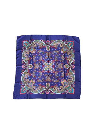 Tikitonki Bohem Etnik Desenli Saten Mor Eşarp - 90x90 Mor Mor