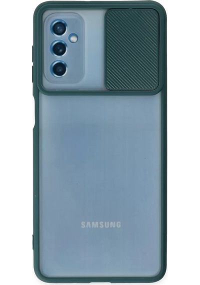 Newface  Samsung  Uyumlu Galaxy M52 5g Kılıf Palm Buzlu Kamera Sürgülü Silikon - Yeşil