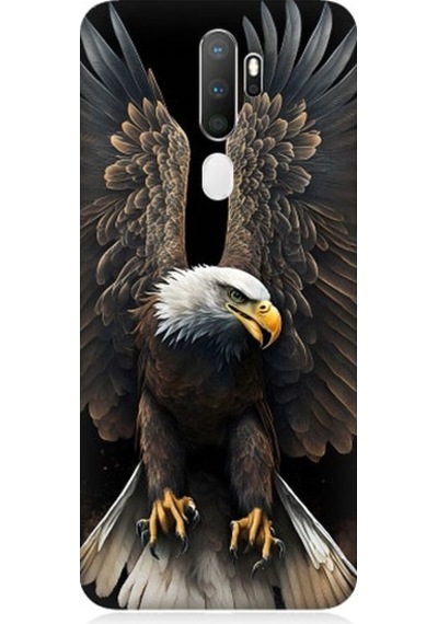 Oppo A5 2020 Uyumlu Beyaz Başlı Kara Kartal Desenli Silikon Kılıf