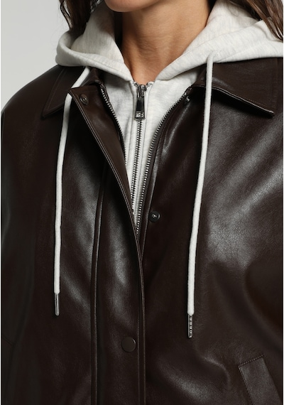 Colin's Colins Regular Fit Kapüşonlu Fermuarlı Astarlı Kaplamalı Kadın Kahverengi Mont Pu Cl1081955 Q1.v1 Brw