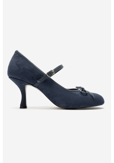 Luvi Shoes Acland Lacivert Süet Fiyonklu Kadın Topuklu Ayakkabı