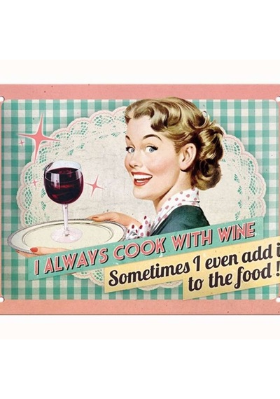 Nostalgic Art Cook With Wine Kabartmalı Metal Duvar Panosu Nostalgic Art Cook With Wine Kabartmalı Metal Duvar Panosu