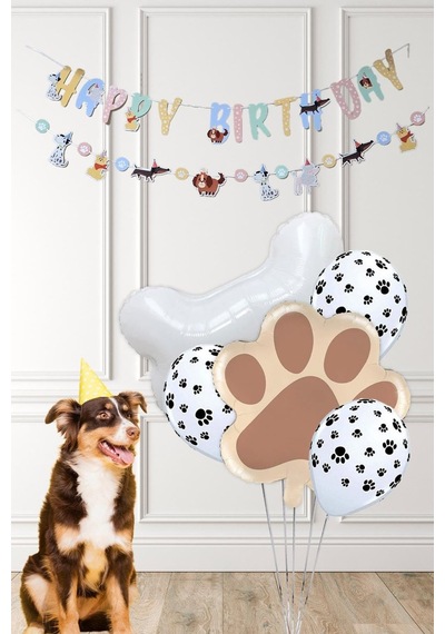 Sevimli Köpekler Tema Kemik Ve Pati Balonlu Köpek Doğum Günü Balon Zinciri Seti Sku: Zeusstk95d30ed0bc .