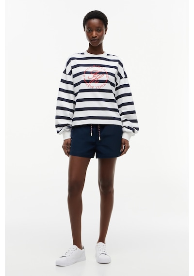 Tommy Hilfiger Th Roundal C-nk Rlx Longsleeve Kadın Beyaz T-shirt - Ww0ww50969