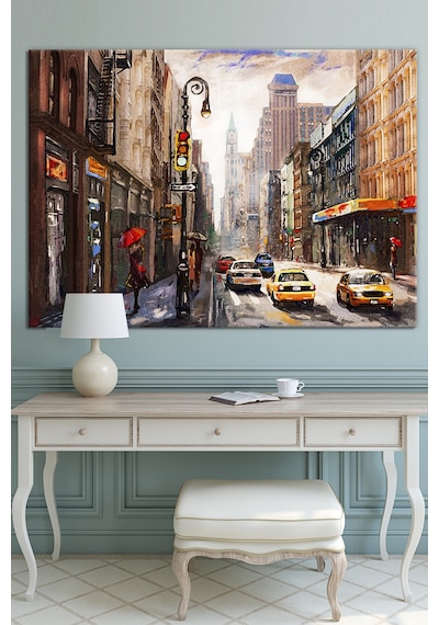 Yeni Yıl New Year Yılbaşı Kış Suluboya Efektli Dekoratif Kanvas Tablo (8 Farklı Ölçü) 120 x 80