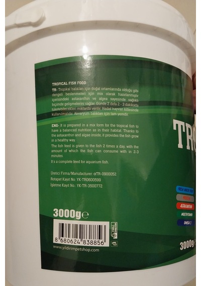Has Tropical Gran 3kg Kova Lepistes Moli Canlı Doğuran Balık Yemi