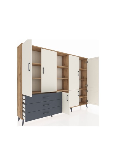 Arges Dolap 11 Raflı 3 Çekmeceli 7 Kapaklı 220x30x163 Çam-aytaşı/ Çam-aytaşı/antrasit Arges Dolap 11 Raflı 3 Çekmeceli 7 Kapaklı 220x30x163 Çam-aytaşı/ Çam-aytaşı/antrasit