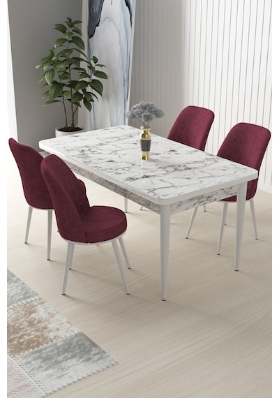 Canisa Concept Nil Serisi 70x110 Sabit Mutfak Masası Takımı Beyaz Mermer Desen Masa 4 Bordo Sandalye Masa Beyaz/sandalyeler Bordo Canisa Concept Nil Serisi 70x110 Sabit Mutfak Masası Takımı Beyaz Mermer Desen Masa 4 Bordo Sandalye Masa Beyaz/sandalyeler Bordo
