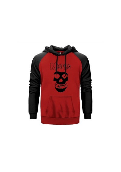 Misfits Skull Kırmızı Renk Reglan Kol Sweatshirt Kırmızı