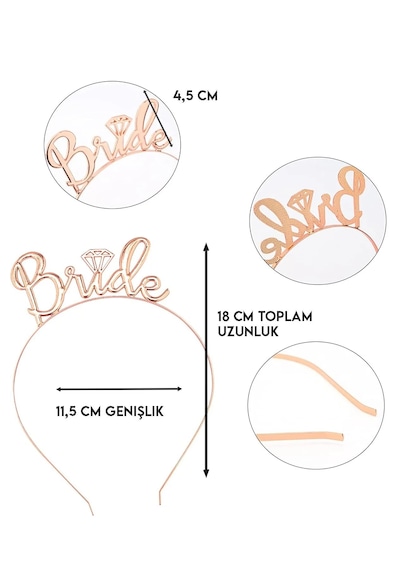 Bride To Be 2li Taç Ve Kuşak Set Bekarlığa Veda Partisi Rose Gold Pudra Pembe Tüm Yaşlar