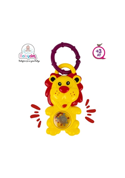 Aslan Figürlü Işıklı Sesli Çıngırak Bebek Oyuncağı +3 Ay Beyaz