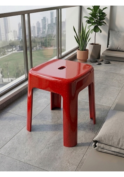 Saban Kırmızı, Plastik Alaska Model Sağlam Tabure 36x36x46cm