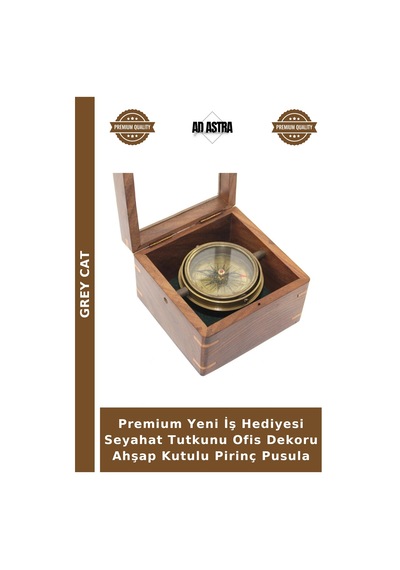 Premium Yeni İş Hediyesi Seyahat Tutkunu Ofis Dekoru Ahşap Kutulu Pirinç Pusula