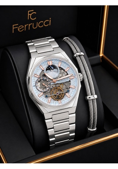 Ferrucci Otomatik Ve Kurmalı Güneş Ve Mehtap Kadranlı 2 Yıl Garantili Erkek Kol Saati Bfc.m3558.s5 Gümüş