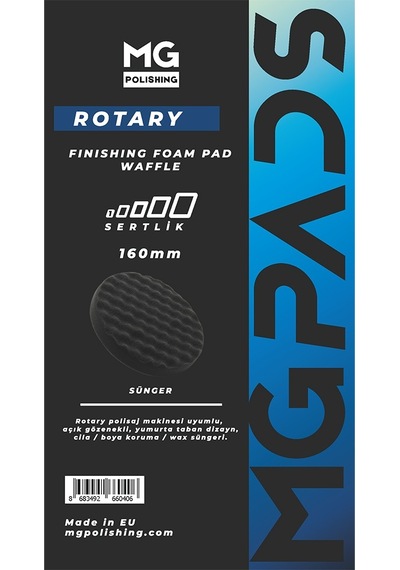 Mg Pads Rotary Cila/boya Koruma Süngeri Waffle Siyah - 160 Mm